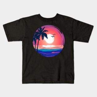 Colorful Beach Sunset Summer Design Kids T-Shirt